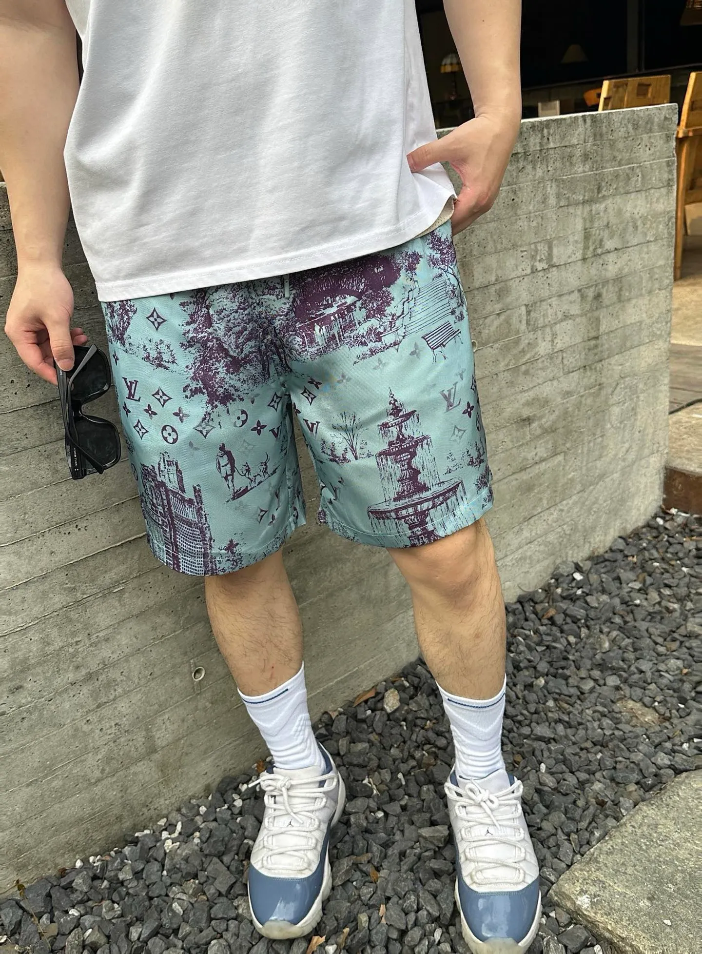 Louis Vuitton/Louis Vuitton City Park Mulberry Silk Suit Shorts